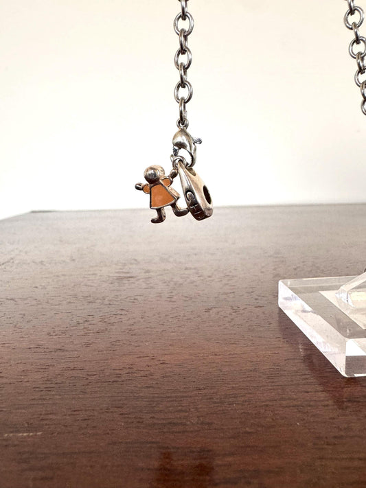 Adorable 925 Sterling Silver Chamilia Little Girl Charm - Small Little Girl Charm - Chamilia Bracelet Charm