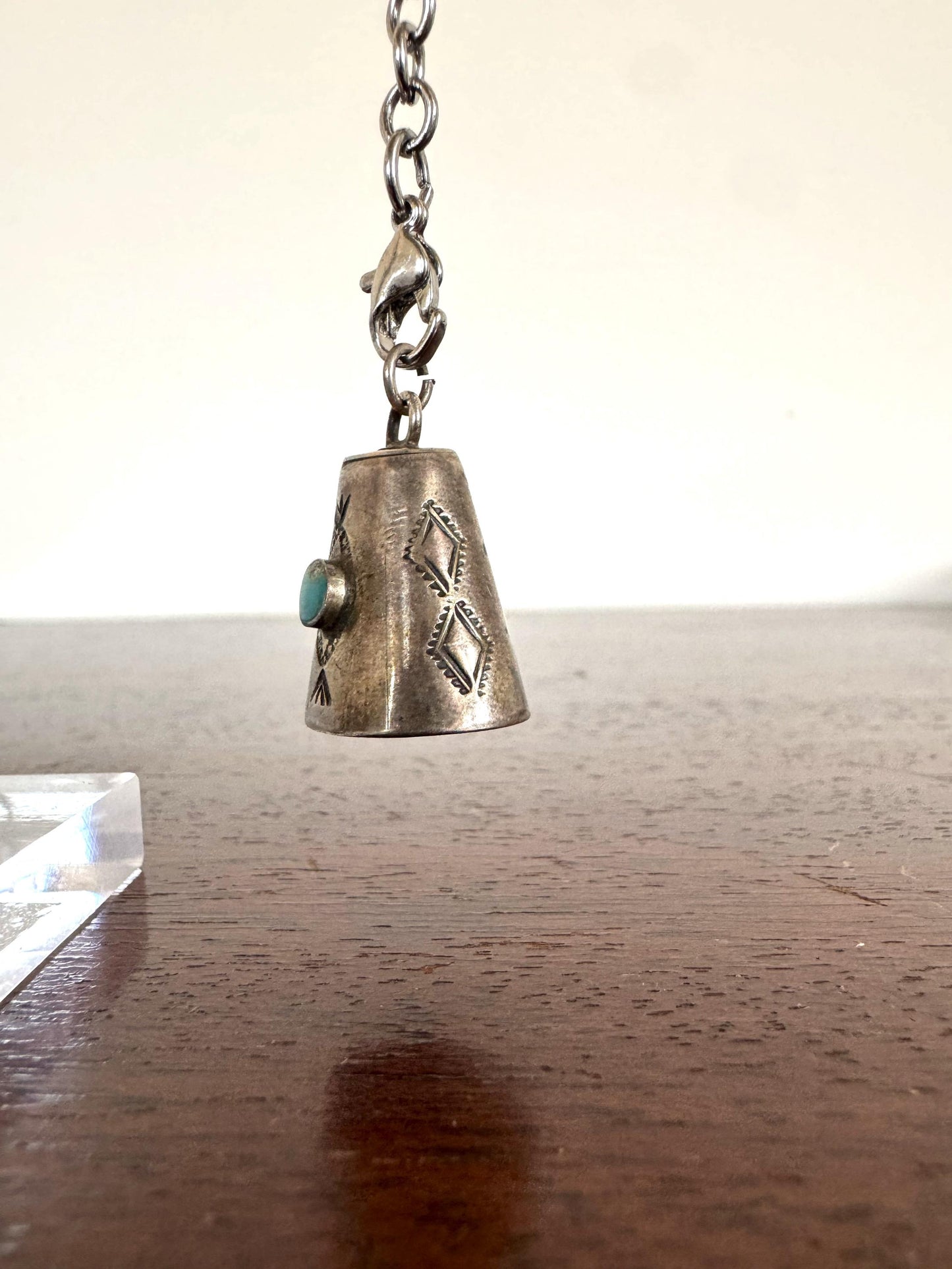 Vintage Fred Harvey Era Southwestern Native American Turquoise Sterling Silver Bell Charm - Sterling Silver Native American Charms