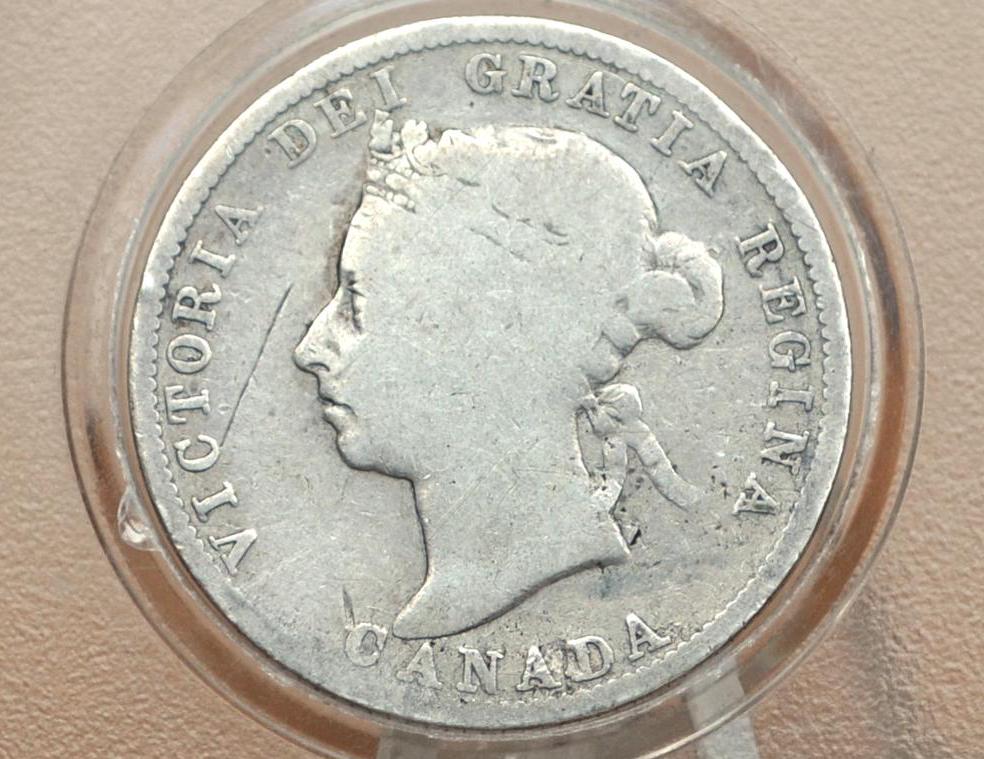1886 Canadian Silver Quarter - G/VG, 6/6 Variety - Queen Victoria - 92.5% Silver Quarter Canada - Canadian Coin Collection