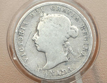 1886 Canadian Silver Quarter - G/VG, 6/6 Variety - Queen Victoria - 92.5% Silver Quarter Canada - Canadian Coin Collection