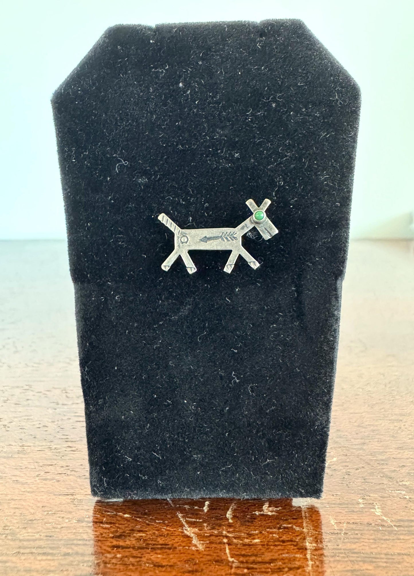 Vintage Fred Harvey Era Southwestern Native American Turquoise Sterling Silver Horse/Dog Pin - Sterling Silver Native American Pins