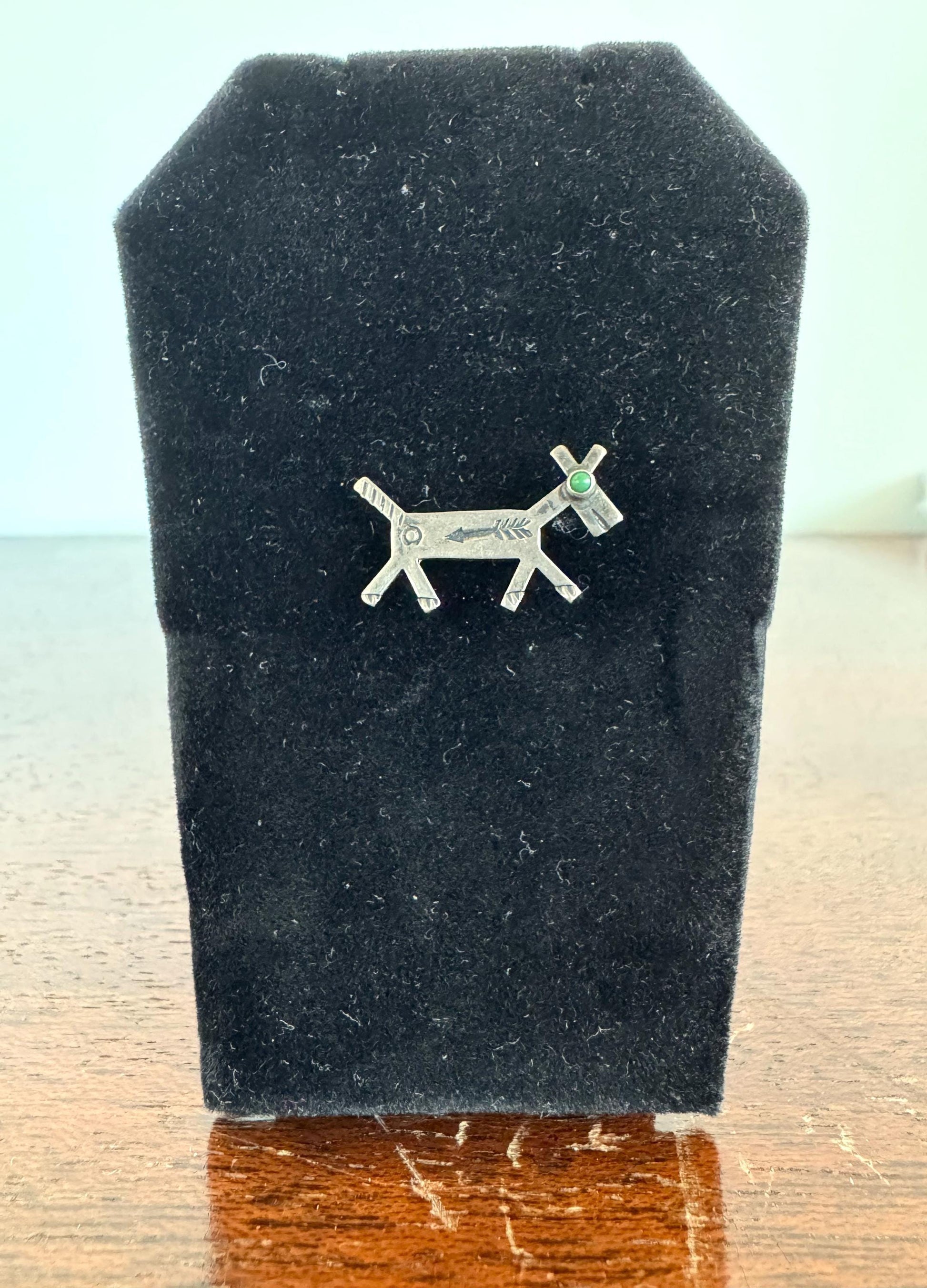 Vintage Fred Harvey Era Southwestern Native American Turquoise Sterling Silver Horse/Dog Pin - Sterling Silver Native American Pins