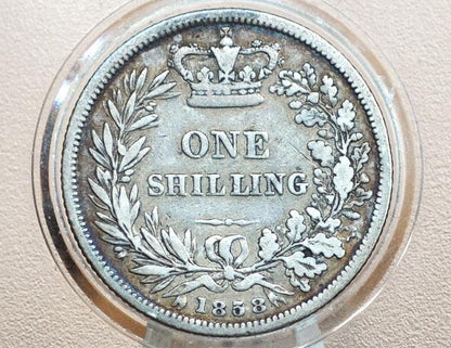 1858 Great Britain Silver 1 Shilling UK One Shilling 1858- Fine Grade - Queen Victoria - 1 Shilling 1858 Sterling Shilling UK