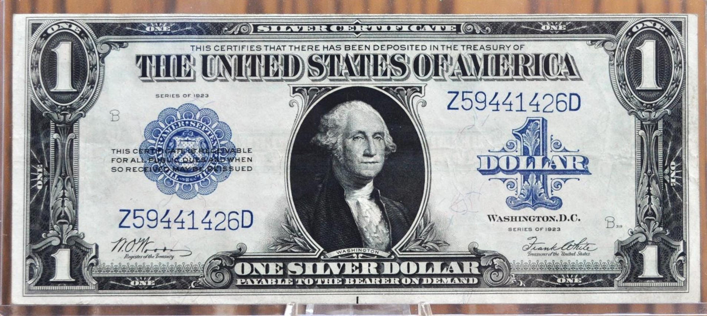 1923 Silver Certificate Horseblanket Note 1 Dollar Bill - Choose by Grade - Blue Seal - 1923 One Dollar Silver Cert - Fr.238 - Woods / White