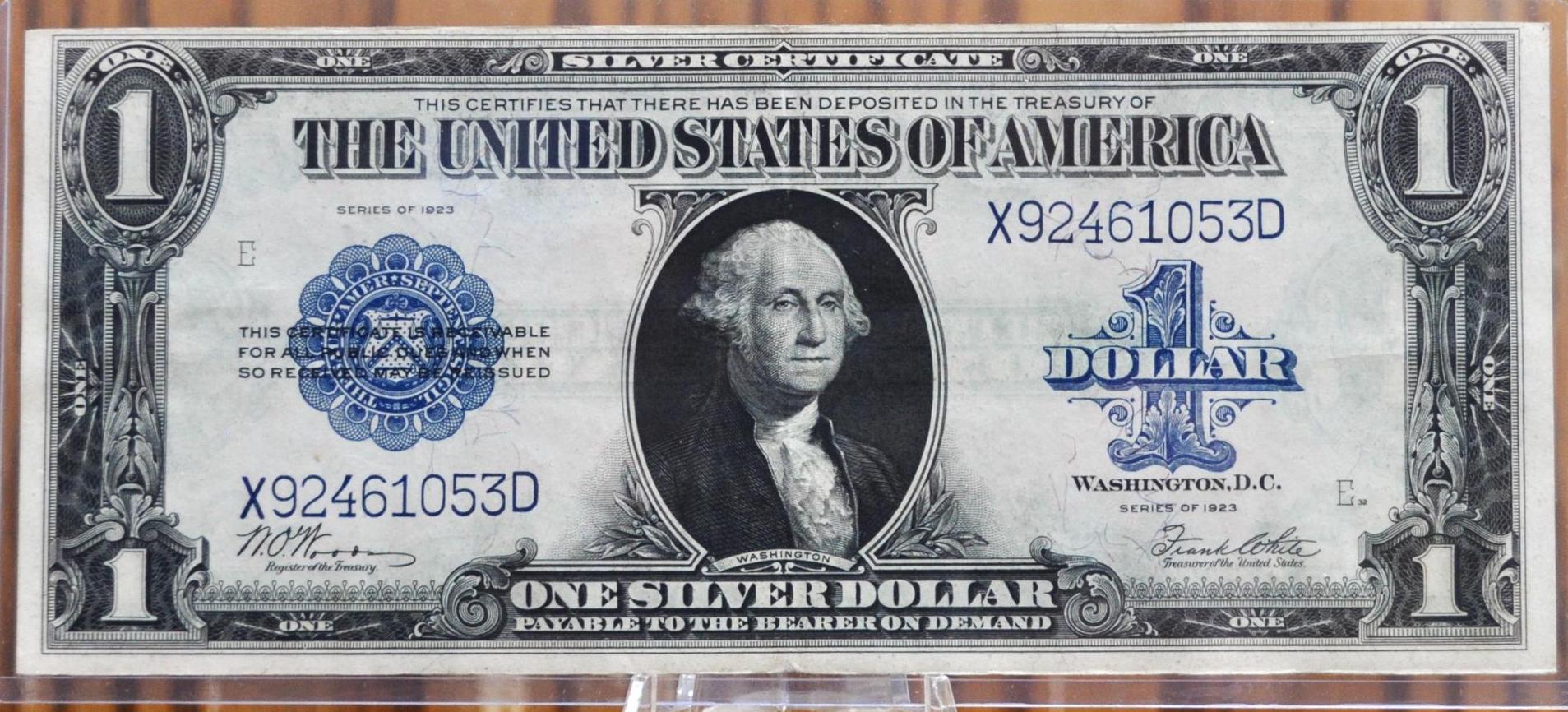 1923 Silver Certificate Horseblanket Note 1 Dollar Bill - Choose by Grade - Blue Seal - 1923 One Dollar Silver Cert - Fr.238 - Woods / White