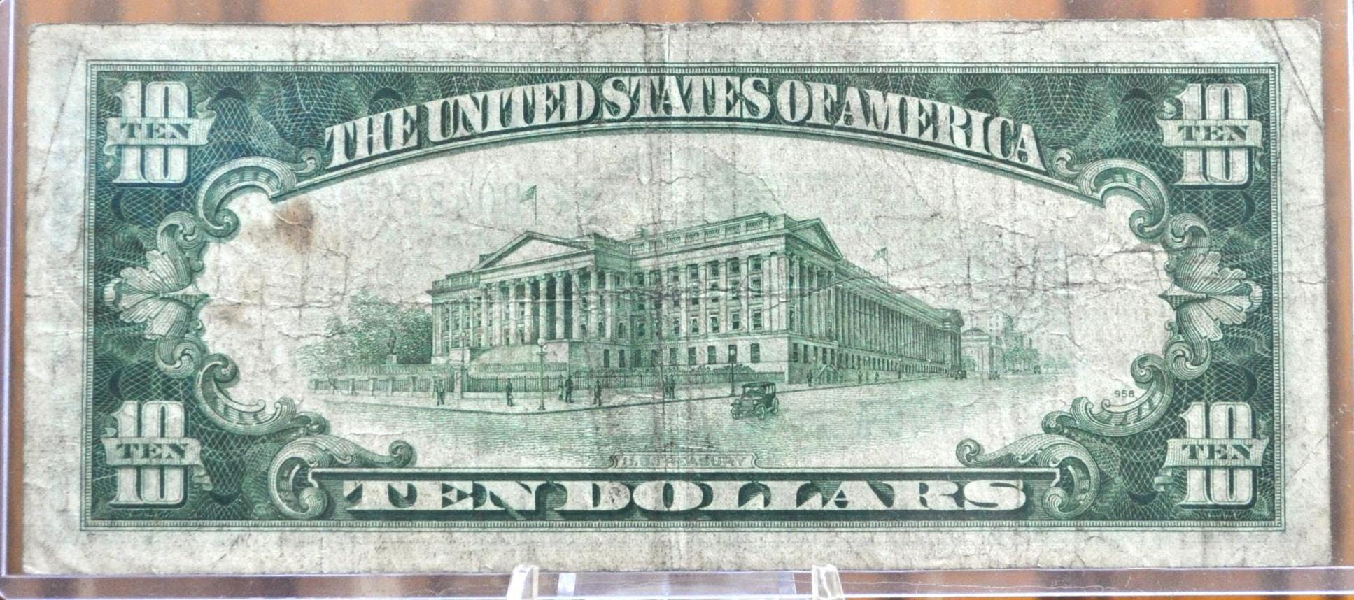 1934-A 10 Dollar North Africa Silver Certificate Yellow Seal - Choose by Grade - 1934 North Africa Ten Dollar Silver Cert 1934 Fr#2309