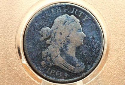 1804 Half Cent Plain 4 No Stems - VG+ Details - 1804 Draped Bust Half Cent 1804 Half Cent Stemless Regular 4 -Early American Coin