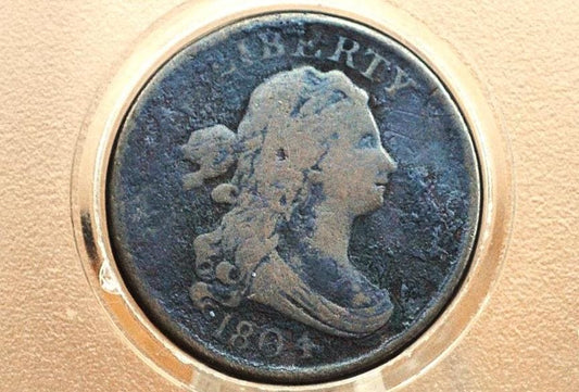 1804 Half Cent Plain 4 No Stems - VG+ Details - 1804 Draped Bust Half Cent 1804 Half Cent Stemless Regular 4 -Early American Coin
