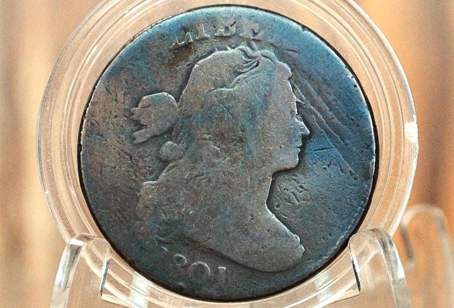 1801 Draped Bust Large Cent - Good Details - US Large Cent 1801 One Cent US - Rarer Date, Competitively Priced