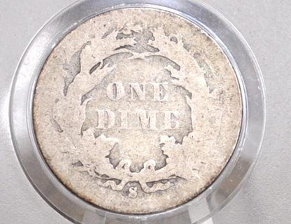 1887 Seated Liberty Dimes - VF Detail and VG+ - 1887 Silver Dime / 1887 Liberty Seated Dime - US Historic Coin - Choose by Grade -