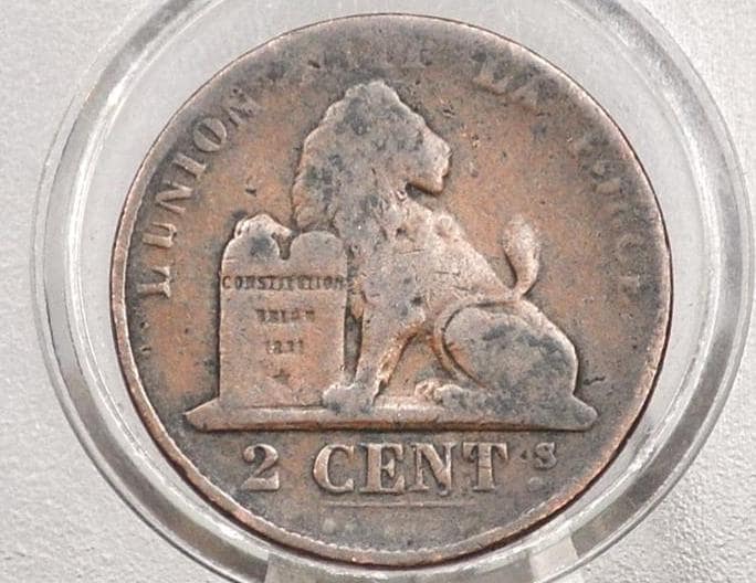 1864 Belgian 2 Centimes - VG/F, Great Detail - Leopold I - 1864 Belgium 2 Cents, Incredible Coin for a collection, Better Date