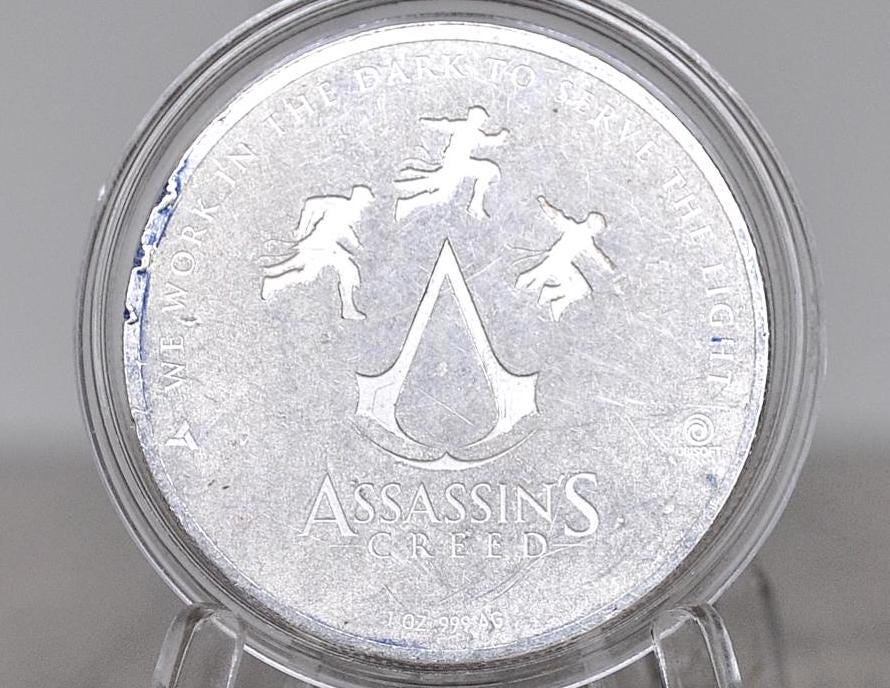 Silver Assassin's Creed Hooded Assassin Coin - Altair Assassin's Creed - .999 Silver - Collectible Gaming Token -