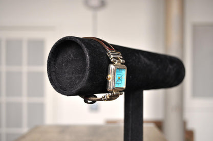 Elegant Ecclissi Sterling Silver Watch - Ecclissi Genuine Leather 925 Watch - Working - 22490 Ecclissi - Turquoise 925 Ecclissi Watch - 22mm