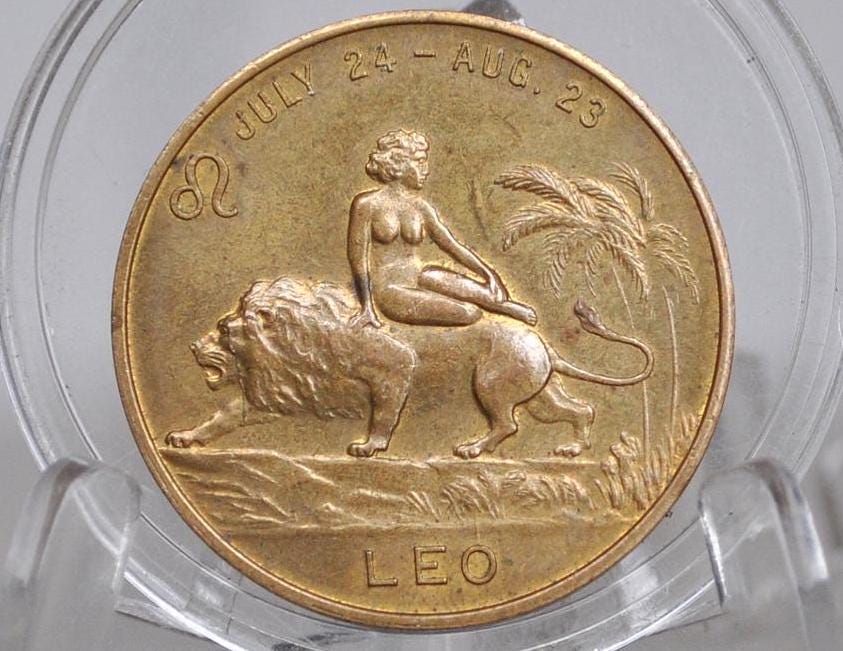 Astrological Good Luck Token - Leo Good Luck Token - Lucky Numbers 2 & 7 - Unique Token - Magic Token, Occult Token