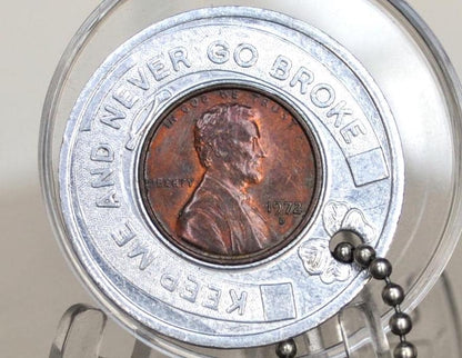 Las Vegas Penny Good Luck Token - Las Vegas Club - Good Luck Pocket Piece 1972 Encased Penny