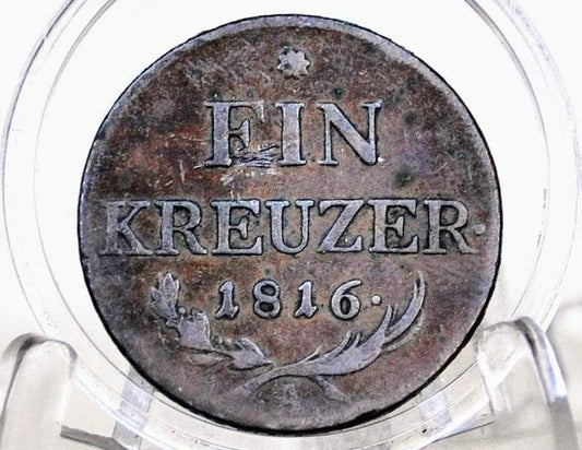 1816 Austria Ein Kreuzer - Great Condition - Old Austrian Coin - Francis I - 1816 Kreuzer