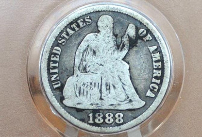 1888-S Seated Liberty Dime - VG - Better Date - 1888 S Silver Dime / 1888 Liberty Seated Dime US 1 Dime From 1800s