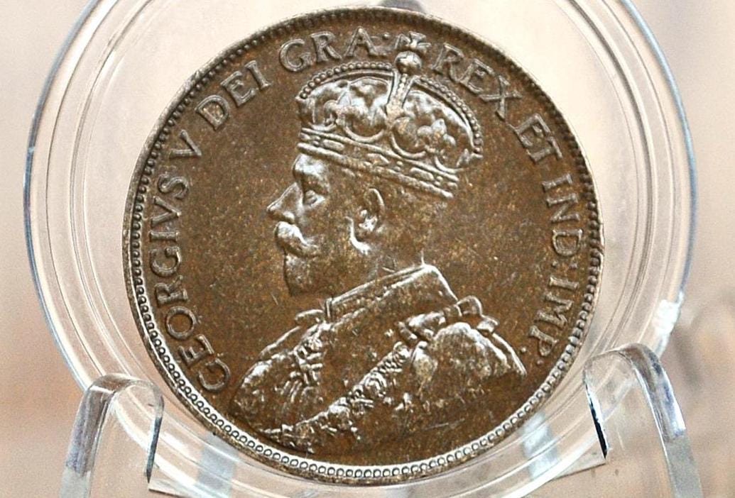 1920 Canadian Cent - Choose by Grade - VF-XF (Very to Extremely Fine) - King George V One Cent Canada 1920 Large Size - 1920 Canadian Penny