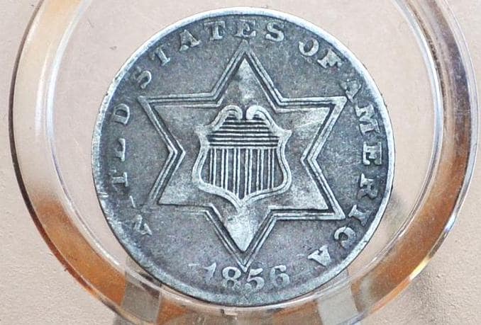1856 Three Cent Silver US Coin - VG+ Detail, Holed - 1856 3 Cent Trimes Silver 3 Cent Piece - Great & Affordable Collection Piece