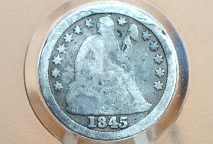1845 Seated Liberty Dime - (G) Good - 1845 Silver Dime / 1845 Liberty Seated Dime