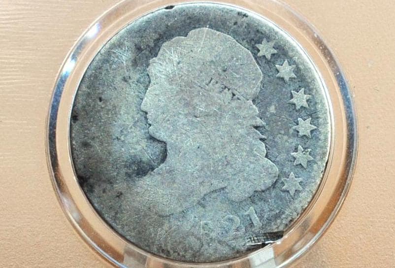 1821 Capped Bust Dime - AG (About Good) - Rare Date - 1821 Bust Dime - Early American Coin - Good Type Coin / Filler