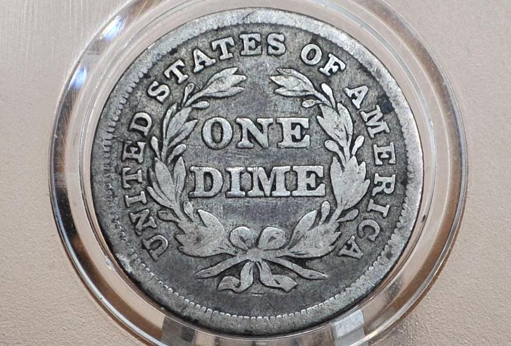 1837 Seated Liberty Dime - Fine Detail - No Stars, Small Date - First Year Made - 1837 Silver Dime / 1837 Us 1 Dime Liberty Seated 1837
