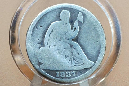 1837 Half Dime - AG - Large Date - First Year Made - 1837 Silver Half Dime / 1837 Us Half Dime Liberty Seated 1837