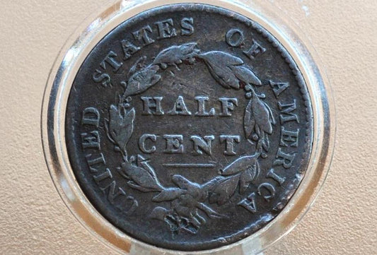 1825 Half Cent - VG (Very Good) Condition / Grade - Classic Head Half Cent - 1825 Classic Head Cent - 1825 Half Penny, Very Low Mintage Date