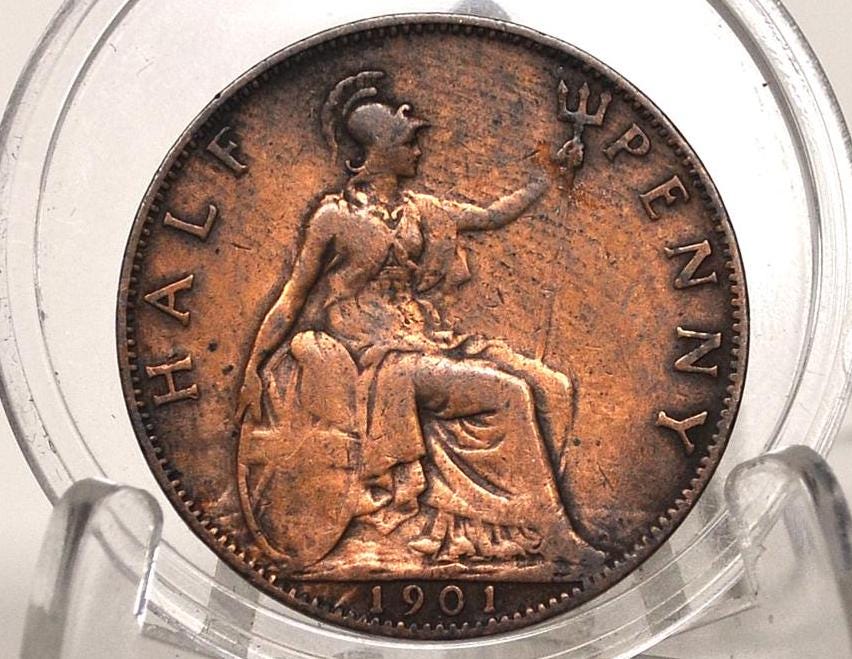 1901 Great Britain One Penny - Awesome Coin - VF (Very Fine) Grade/Condition - UK Penny 1901 England 1 Cent, Amazing Detail