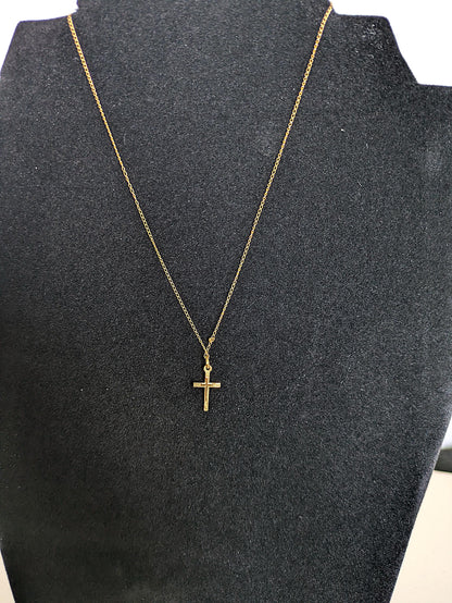 Youthful 10K Gold 1st Communion/Baptism Cross Necklace - 12.5 Inches - Babies First Baptism/Communion 10K Gold Cross Necklace