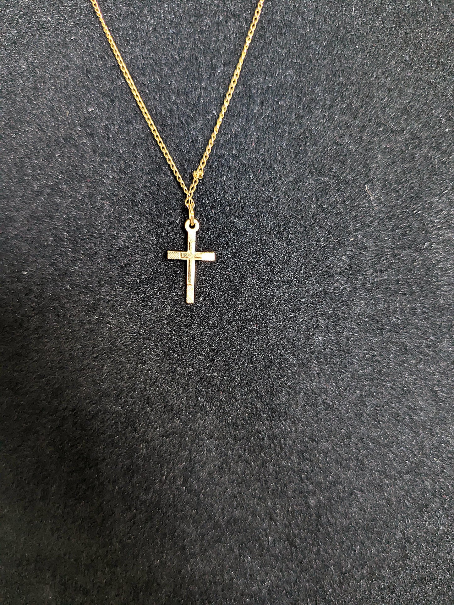 Youthful 10K Gold 1st Communion/Baptism Cross Necklace - 12.5 Inches - Babies First Baptism/Communion 10K Gold Cross Necklace