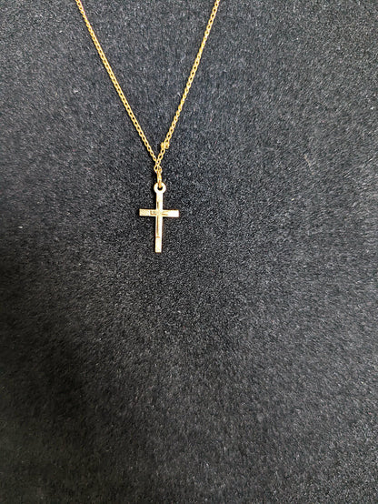 Youthful 10K Gold 1st Communion/Baptism Cross Necklace - 12.5 Inches - Babies First Baptism/Communion 10K Gold Cross Necklace