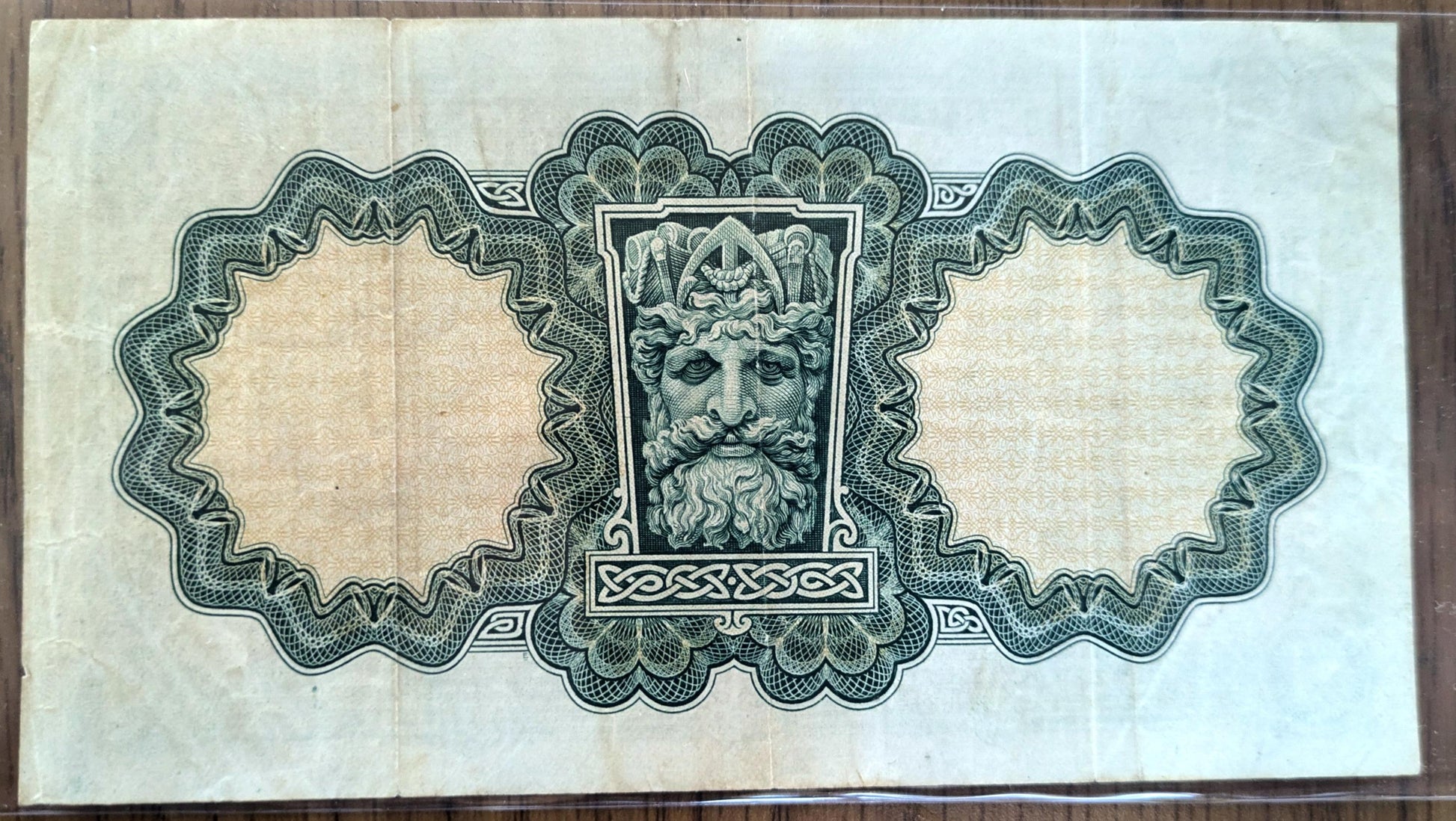 RARE 1943 Central Bank of Ireland 1 Pound Note - WWII War Code "G" - Lady Lavery Type - 1943 Irish War Code G One Pound Punt Note - P#2