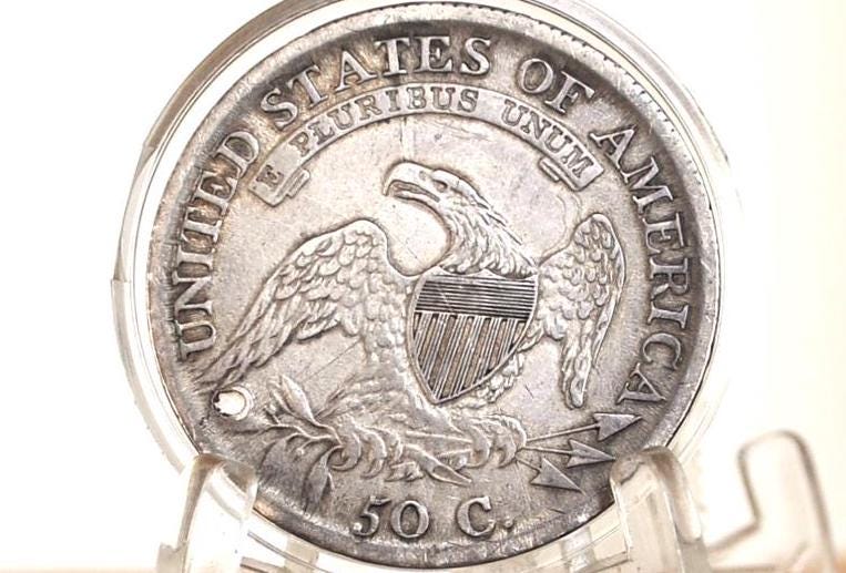 1810 Capped Bust Half Dollar, XF Detail, Scratches, Plugged 1810 Half Dollar US Half Dollar 1810, Rare Early Half, Low Mintage, Great Detail