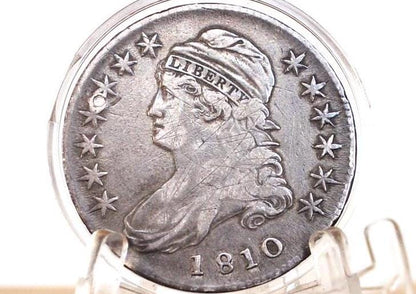 1810 Capped Bust Half Dollar, XF Detail, Scratches, Plugged 1810 Half Dollar US Half Dollar 1810, Rare Early Half, Low Mintage, Great Detail