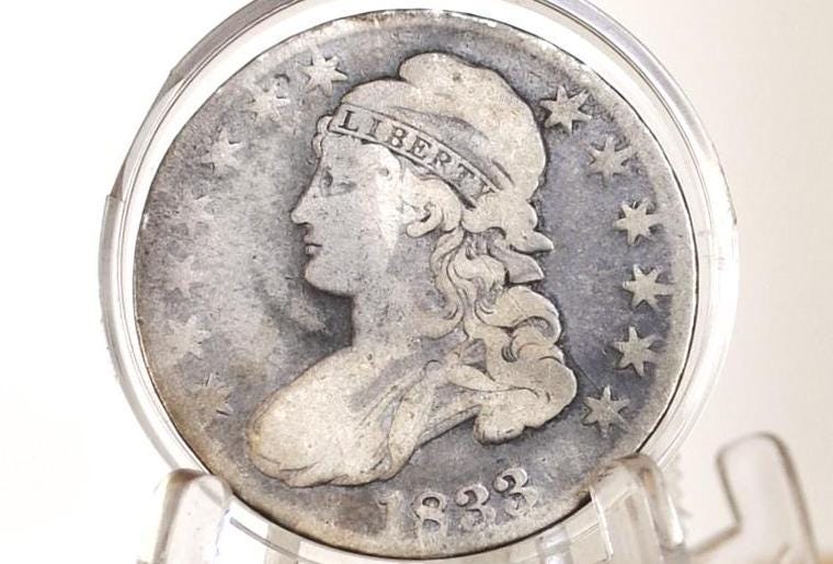 1833 Capped Bust Half Dollar - VG - 1833 Half Dollar US Half Dollar 1833 Silver Half Dollar - Affordable Price!