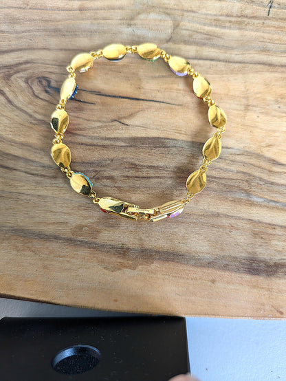 Vintage Joan Rivers Gold Toned Faberge Egg Bracelet - 8 Inches - Enamel Faberge Egg Bracelet - Faberge Ladybug Bracelet