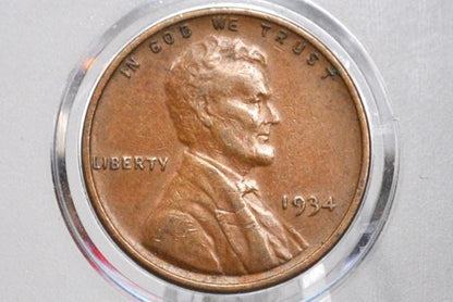 1934 Wheat Penny - F-EF (Fine to Extremely Fine) Condition - 1934 P Wheat Ear Cent