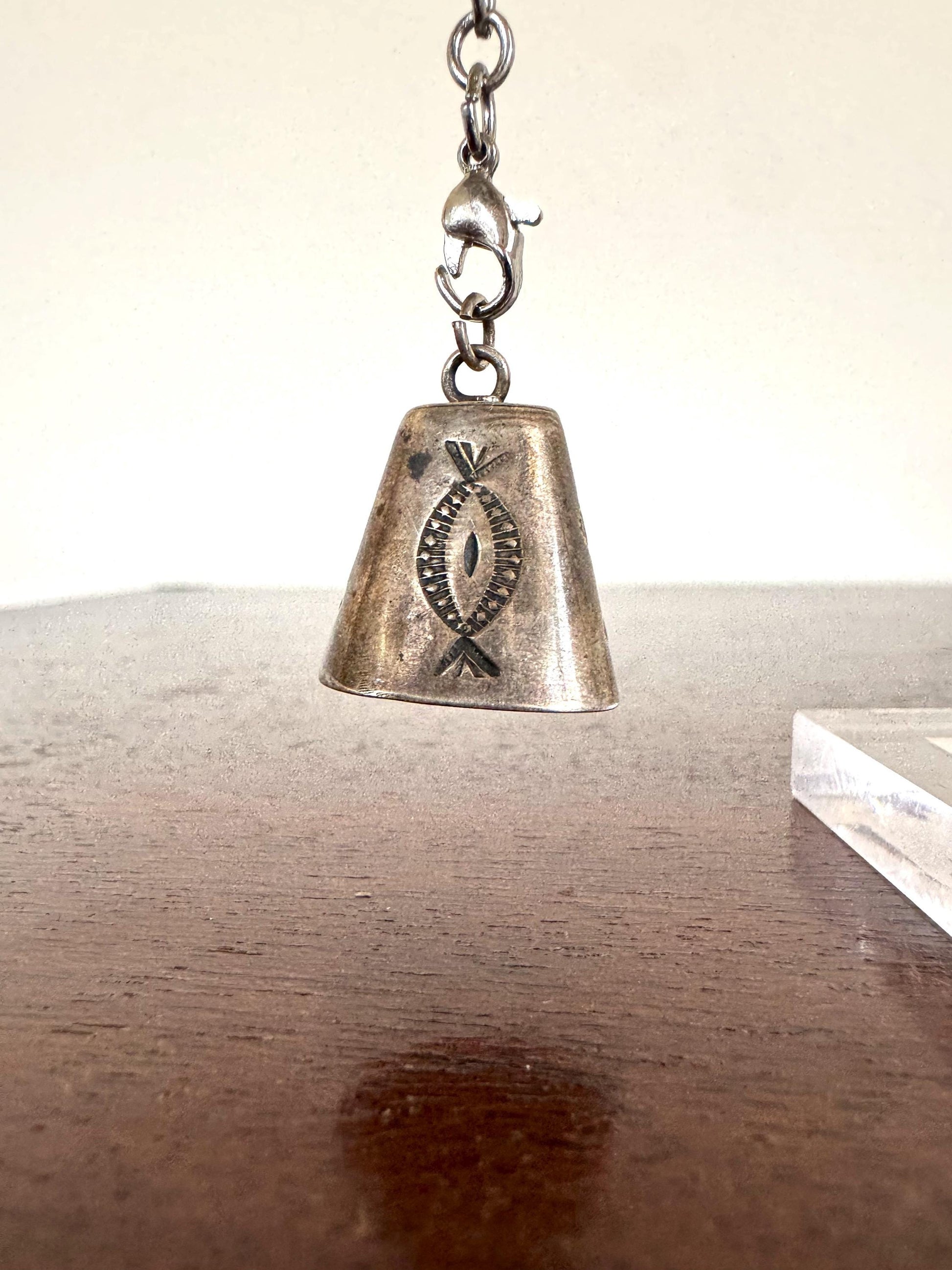 Vintage Fred Harvey Era Southwestern Native American Turquoise Sterling Silver Bell Charm - Sterling Silver Native American Charms