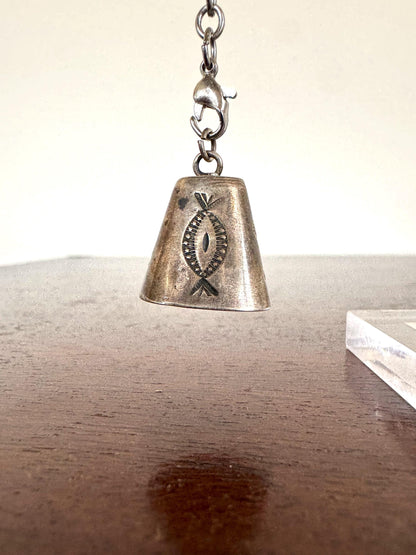 Vintage Fred Harvey Era Southwestern Native American Turquoise Sterling Silver Bell Charm - Sterling Silver Native American Charms