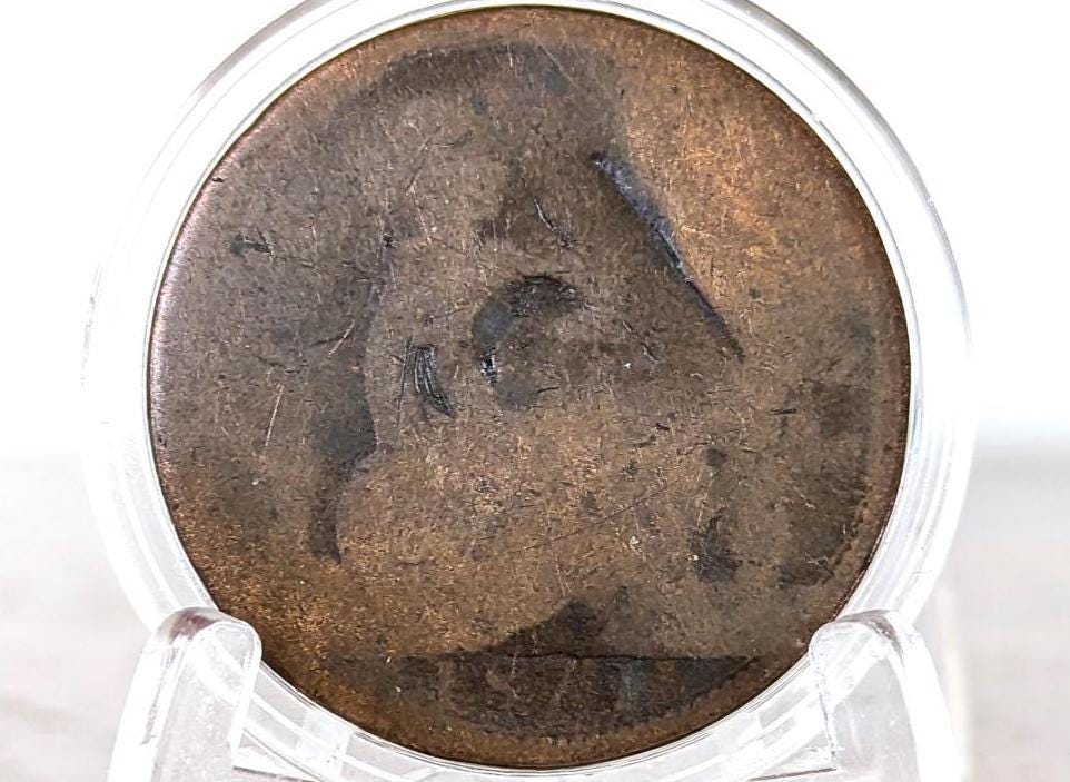 1871 Great Britain One Penny - Very Rare Date - UK Penny 1871 England 1 Cent - Queen Victoria - Bronze -