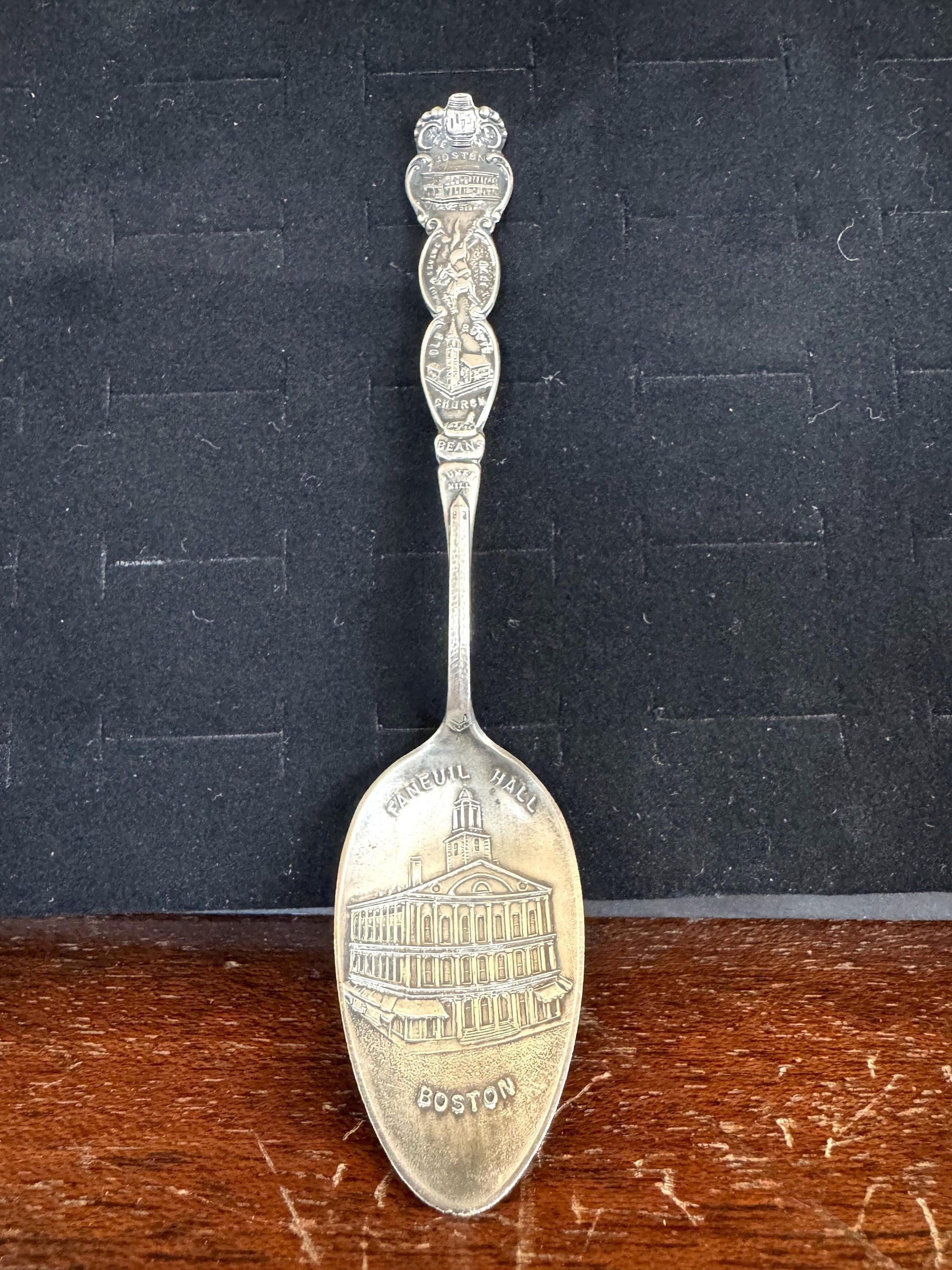 Antique Sterling Silver George Homer Boston Massachusetts Location Spoon - Sterling Silver Commemorative Spoon - Silver Decorative Spoon