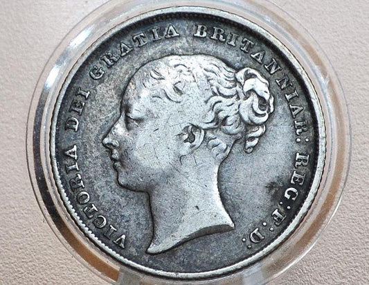 1839 Great Britain Silver 1 Shilling UK One Shilling 1839 - Very Fine Grade - Queen Victoria - Great Details - Old Silver Shilling