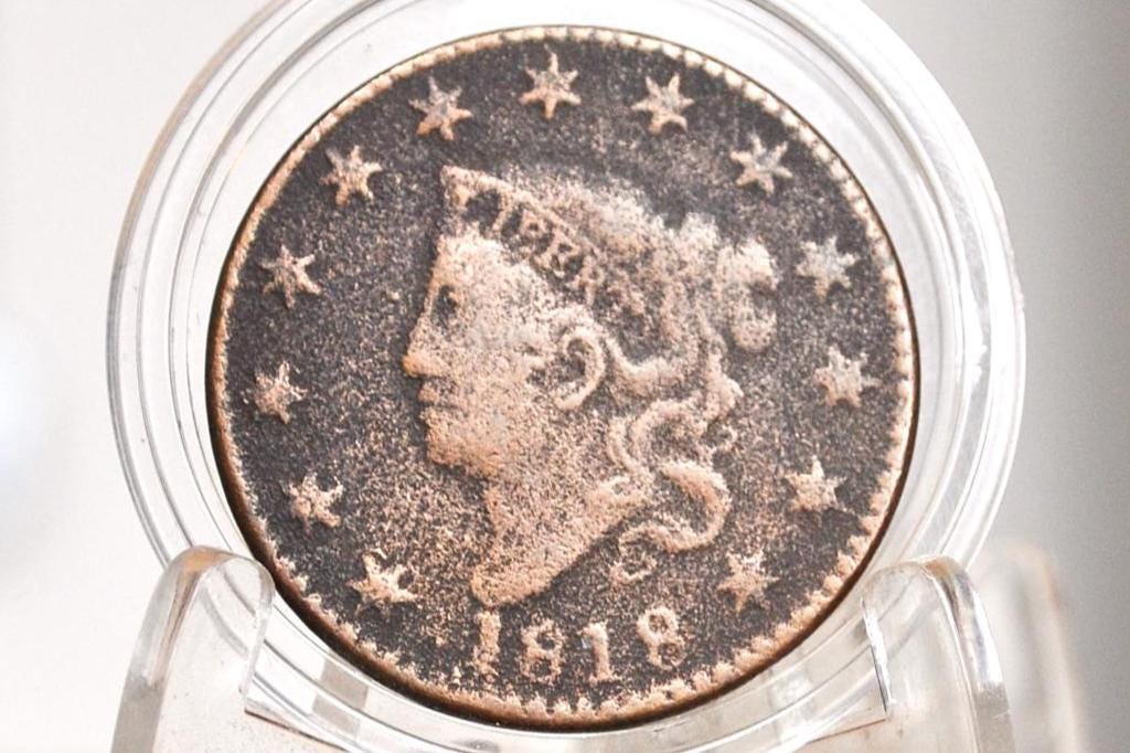 1818 Matron Head Large Cent - Choose by Condition / Grade - US Large Cent 1818 Coronet Liberty Head Cent - 1818 US Cent