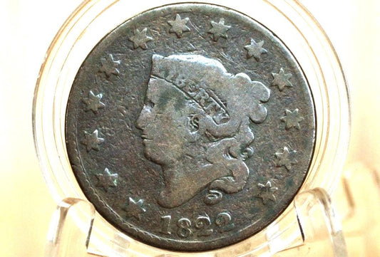 1822 Matron Head Large Cent - G (Good) Grade / Condition - 1822 Liberty Head Cent - 1822 US One Cent - Matron Head 1816 to 1835