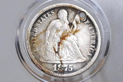 Genuine Antique Love Token, Initials RM - Made From an 1875 Silver Dime - Beautiful Scroll Work, 1800s Silver Love Token