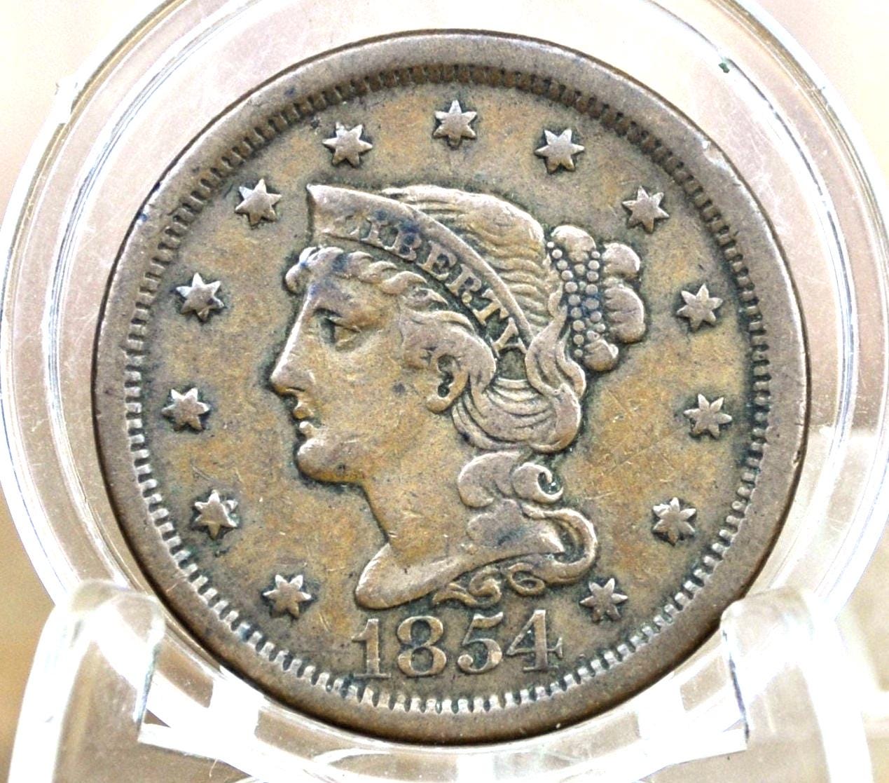 1854 Braided Hair Large Cent - Choose by Coin / Grade - 1854 Coronet Cent 1854 US Large Cent Braided Hair 1839 to 1857