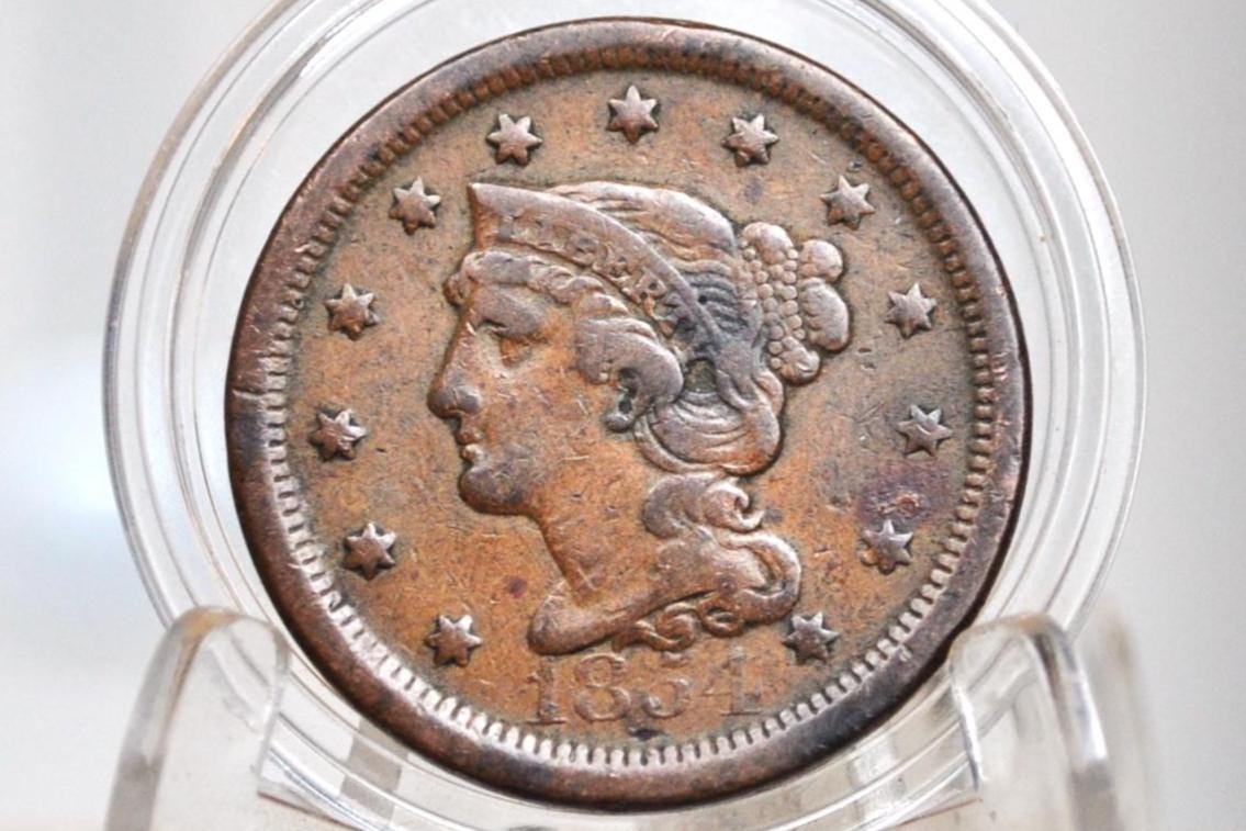 1854 Braided Hair Large Cent - Choose by Coin / Grade - 1854 Coronet Cent 1854 US Large Cent Braided Hair 1839 to 1857