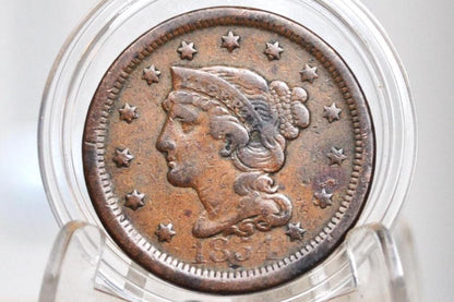 1854 Braided Hair Large Cent - Choose by Coin / Grade - 1854 Coronet Cent 1854 US Large Cent Braided Hair 1839 to 1857