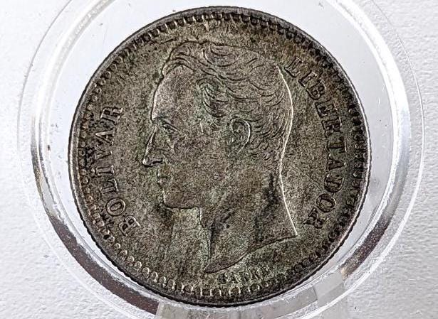 1919 Rare Venezuela 1/2 Bolivar Silver Coin - AU Condition - Philadelphia Mint -